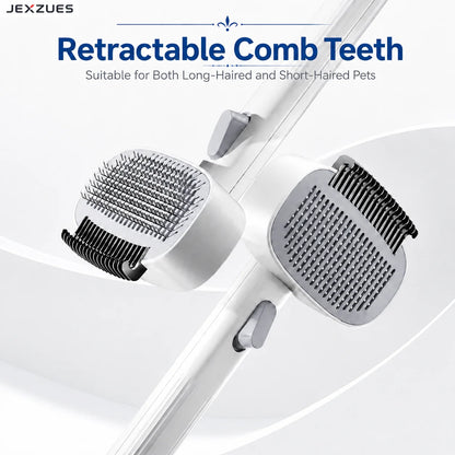 Grooming & Dematting Comb for Cats Dogs with One-Click Hair Release Button