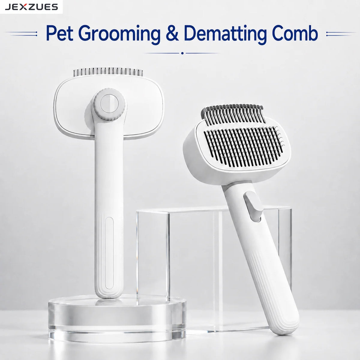 Grooming & Dematting Comb for Cats Dogs with One-Click Hair Release Button
