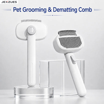 Grooming & Dematting Comb for Cats Dogs with One-Click Hair Release Button