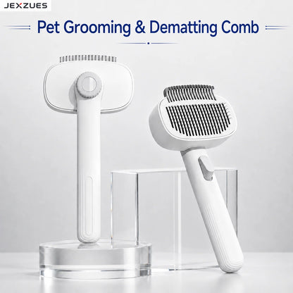 Grooming & Dematting Comb for Cats Dogs with One-Click Hair Release Button