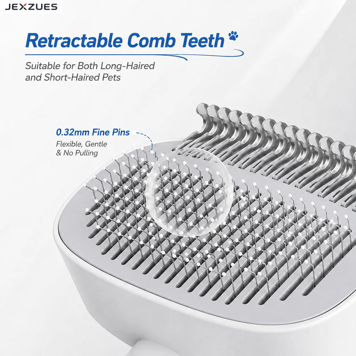 Grooming & Dematting Comb for Cats Dogs with One-Click Hair Release Button