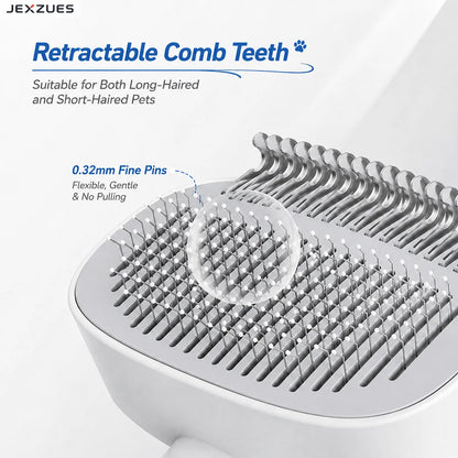 Grooming & Dematting Comb for Cats Dogs with One-Click Hair Release Button