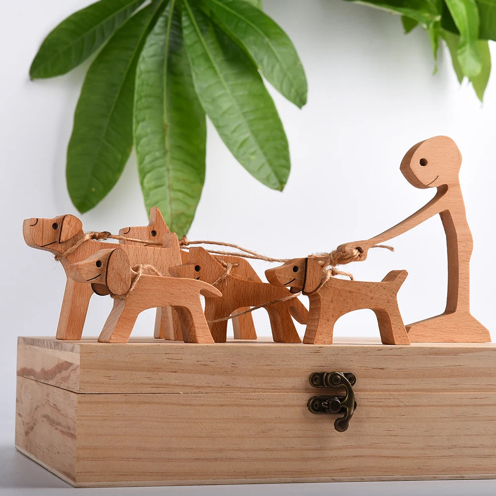 Wooden Pets Cat Figurine Home Decor Table Ornament