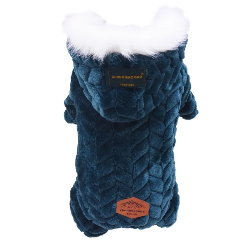 Winter Warm Thicken Dog Jumpsuits Pet Puppy With Hoodie Jacket Coat
