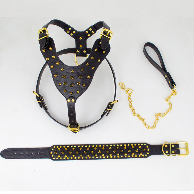 Rivet Bullet Chest Strap Type Tow Rope Collar Three-piece