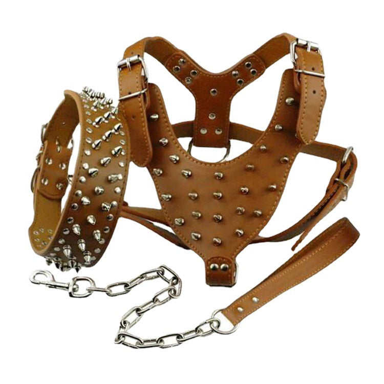 Rivet Bullet Chest Strap Type Tow Rope Collar Three-piece