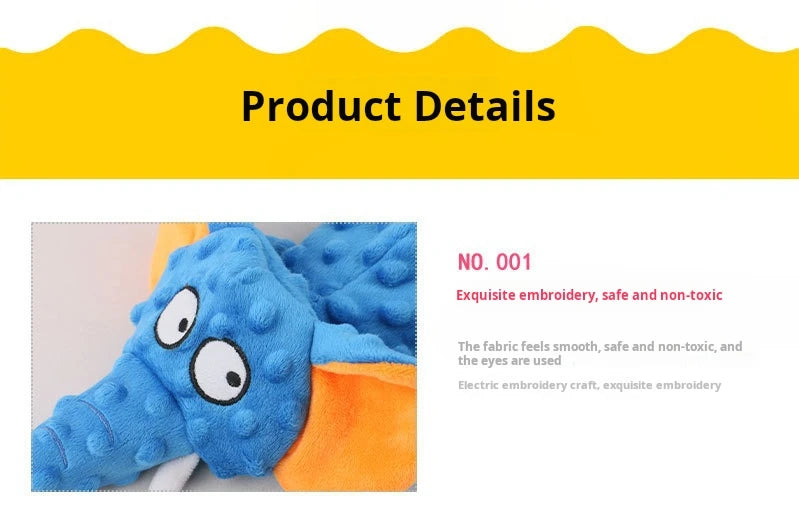 Small Plush Raw Dog Toys Squeak Elephant Shell Durable Toy