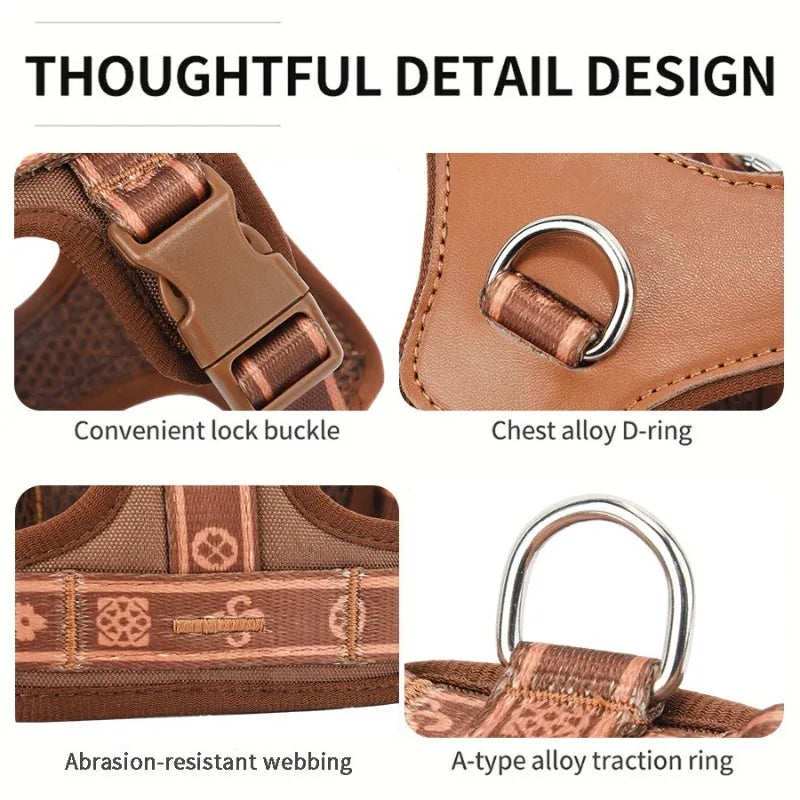 Pet Dog Harness with Durable Webbing  Anti-Deformation Alloy Ring