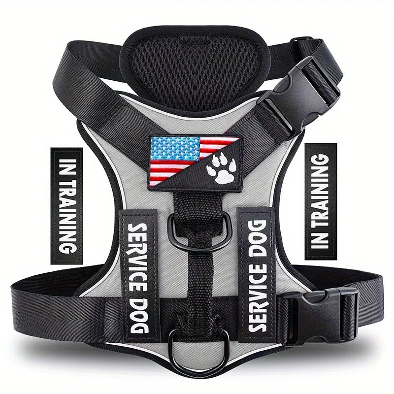 Reflective Dog Harness Vest Adjustable Soft Oxford Inner Mesh