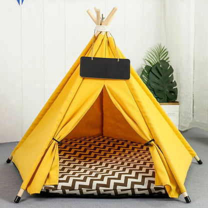Pet Teepee Dog Cat Bed Tent with Thick Cushion