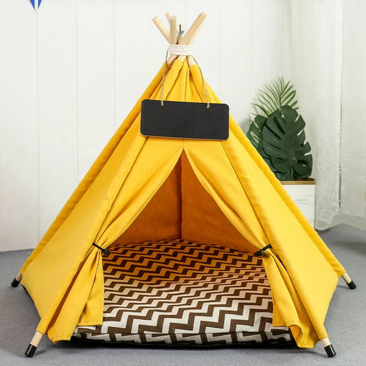 Pet Teepee Dog Cat Bed Tent with Thick Cushion