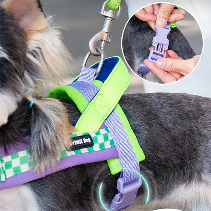 Dog Harness and Leash Set,Saddle Style Plaid