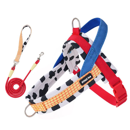 Dog Harness and Leash Set,Saddle Style Plaid
