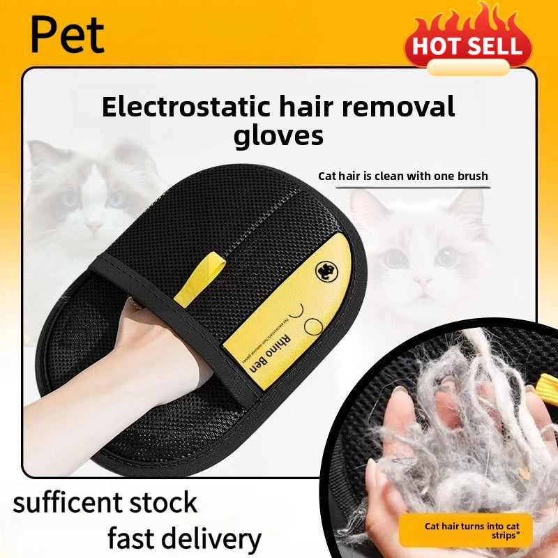 Pet Hair Removal Kit: Sticky Roller, Static Brush & Grooming Gloves