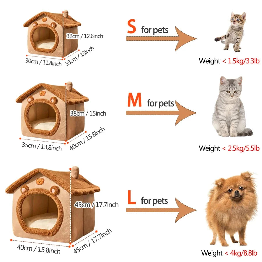 Foldable Pet House Removable Washable Cave Sofa Pet Bed