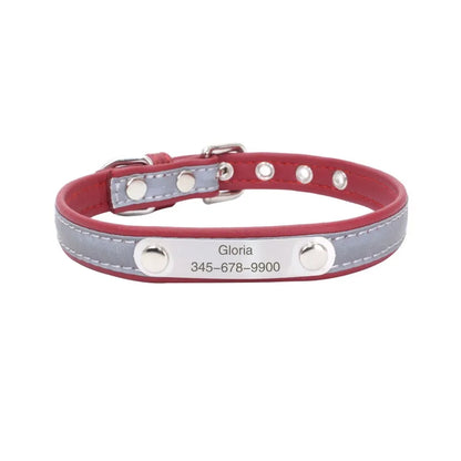 Engrave Reflective Dog Collar Custom Pet Collars Cat ID Tag
