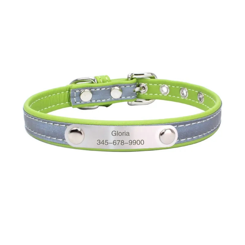 Engrave Reflective Dog Collar Custom Pet Collars Cat ID Tag