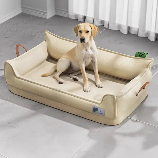 Orthopedic Leather Dog Bed Sofa – Detachable Rectangle Pet Bed with Non-Slip Bottom