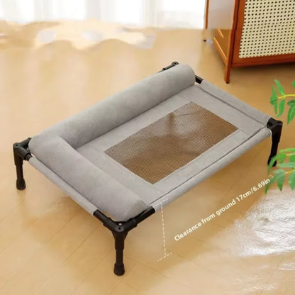 New Cooling Dog Cot Bed with Pillow Breathable Mesh Washable