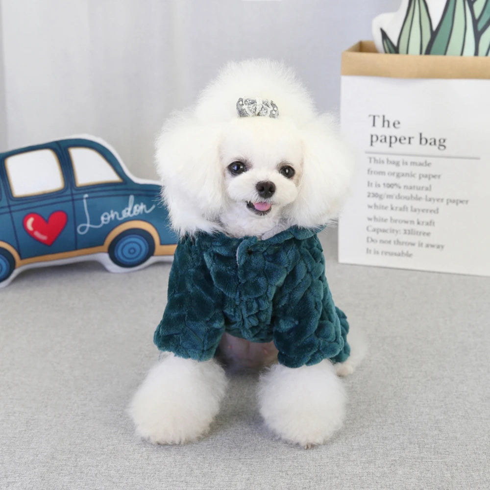 Winter Warm Thicken Dog Jumpsuits Pet Puppy With Hoodie Jacket Coat
