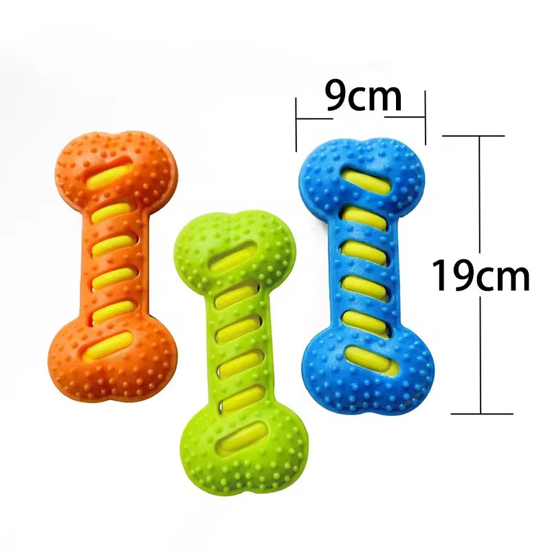 Pet Dog Squeaky Chew Toys Durable Rubber Bone Interactive