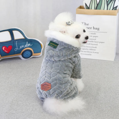 Winter Warm Thicken Dog Jumpsuits Pet Puppy With Hoodie Jacket Coat