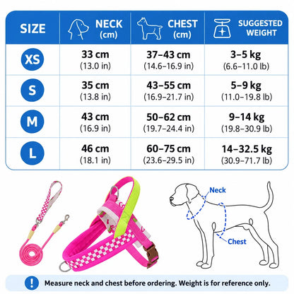 Dog Harness and Leash Set,Saddle Style Plaid