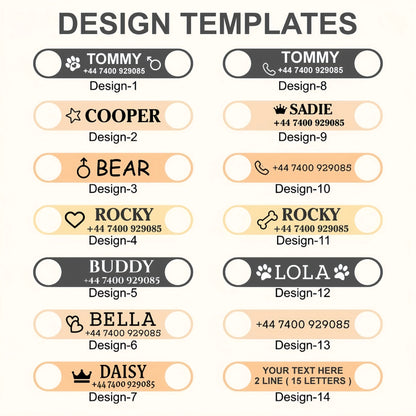 Dog Collar PU Leather Engraved - Customized with Name, Unique