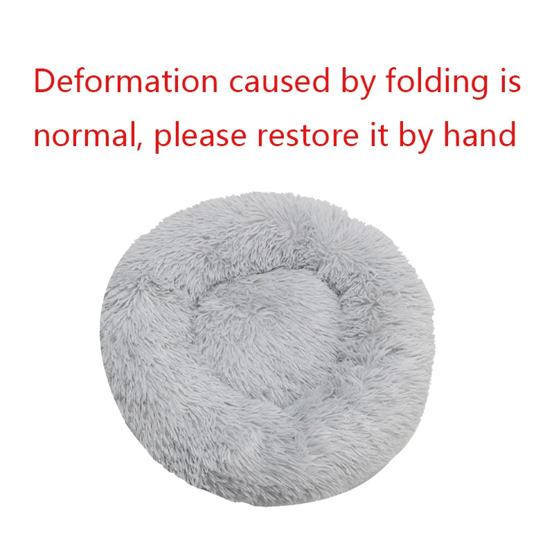 Round Dog Bed Winter Warm Cat Bed Plush Basket for Dog