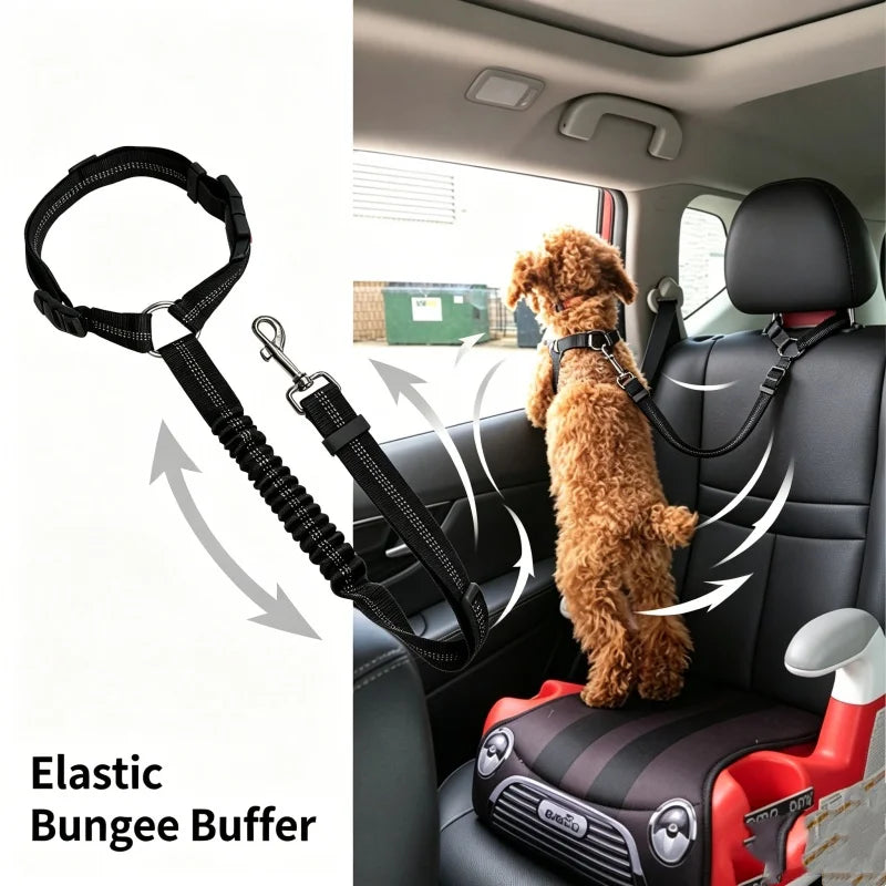 Dog Car Seat Belt Headrest Adjustable Elastic Bungee