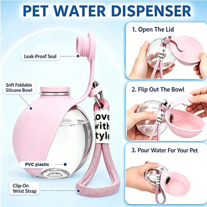 Dog and Cat Drinking Bowl, with Lanyard and Hook, Compact, Pet Feeder