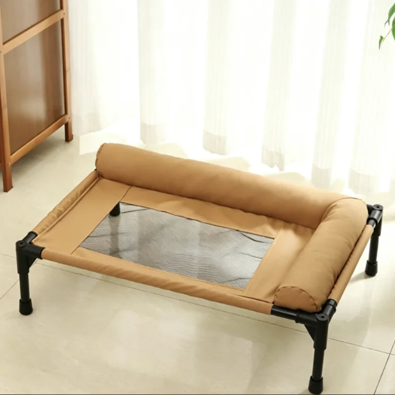New Cooling Dog Cot Bed with Pillow Breathable Mesh Washable