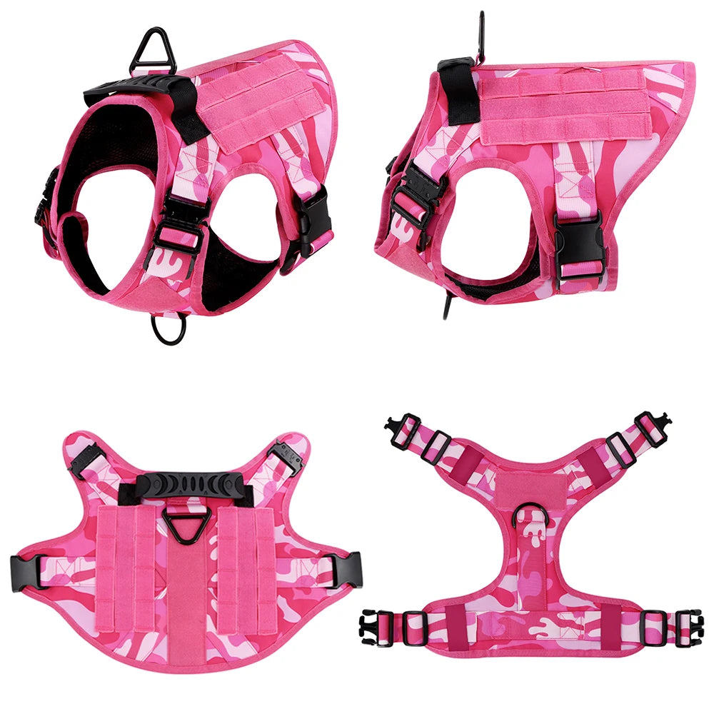 Tactical Dog Harness and Leash Set No Pull Adjustable Military Dog