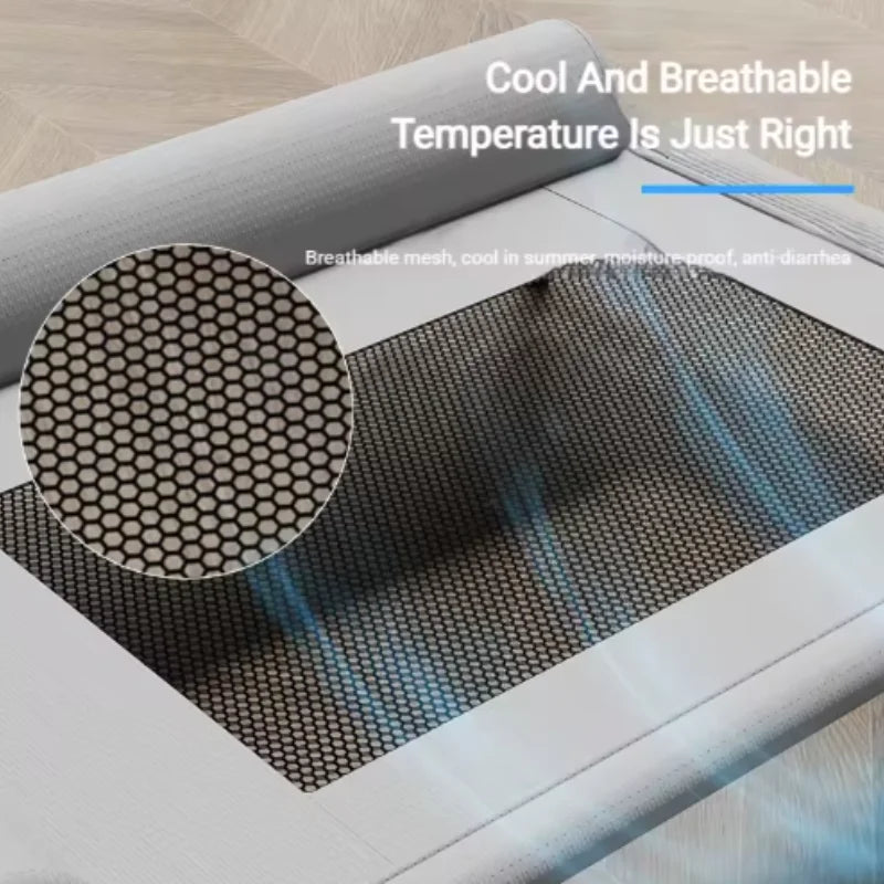 New Cooling Dog Cot Bed with Pillow Breathable Mesh Washable