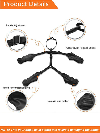 Waterproof Anti-Slip Dog Harness Boots Pet Paw Protector