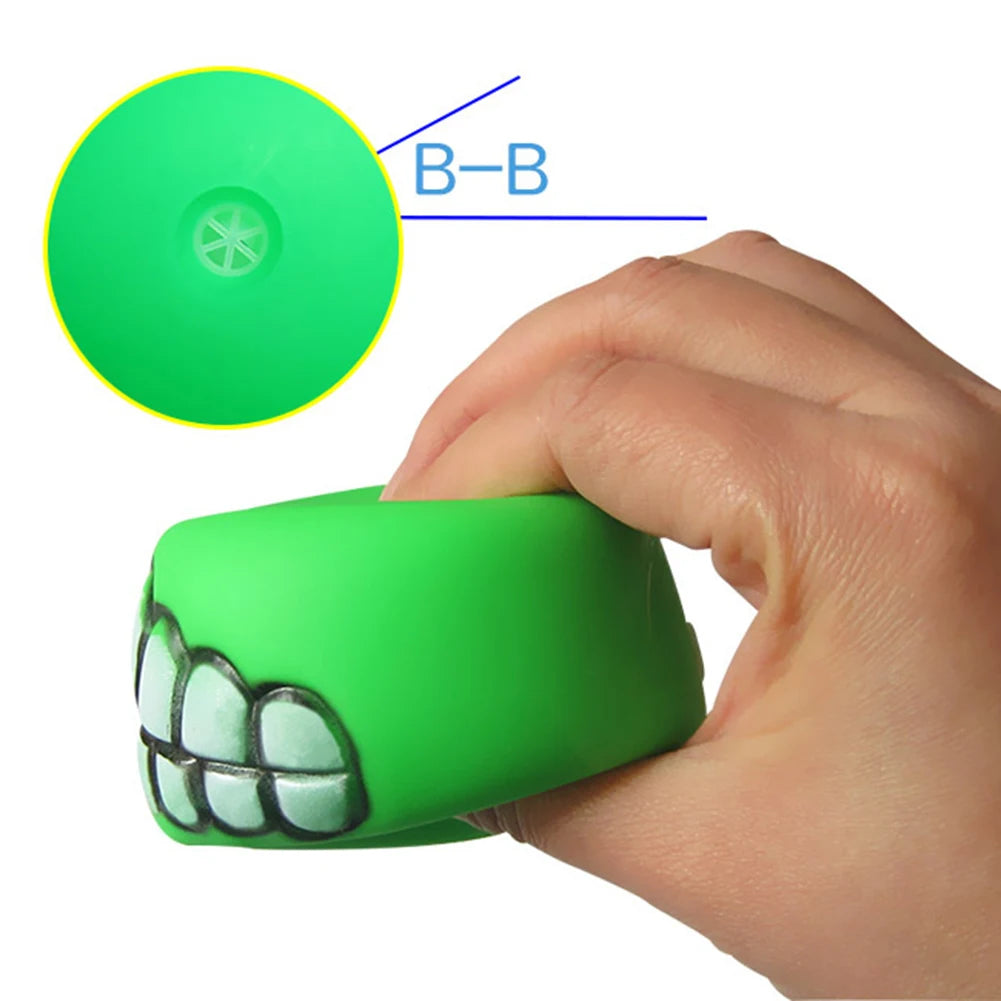 Rubber Dog Teeth Ball Toys Squeaky Cleaning Tooth