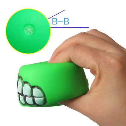 Rubber Dog Teeth Ball Toys Squeaky Cleaning Tooth