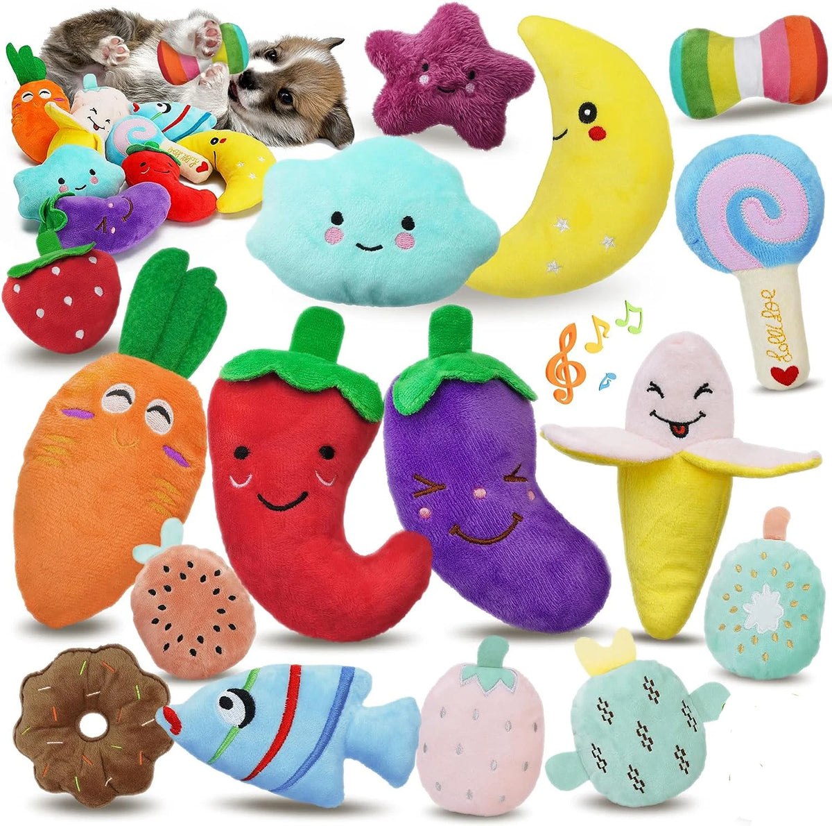 1PC Puppy Dog Plush Squeaky Toys