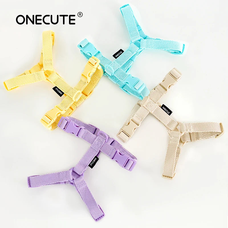 Adjustable Dog Harness Collar Leash Set Macarone Color