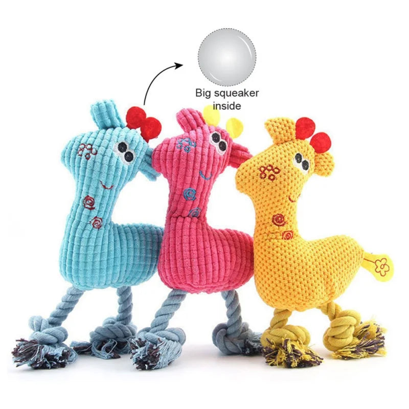 Puppy Kitten Interactive Plush Toy Squeaking Pet Chew Toy