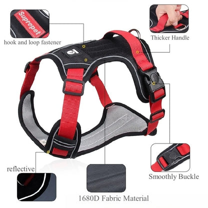 Reflective Dog Harness 1680D Waterproof Oxford Harness