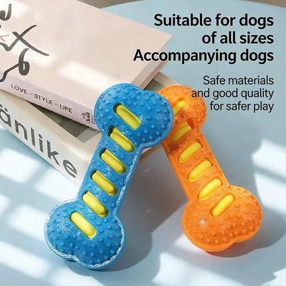 Pet Dog Squeaky Chew Toys Durable Rubber Bone Interactive