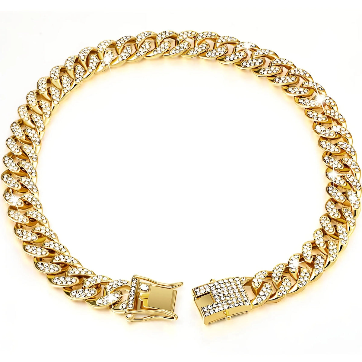 Pet Dog Collar Cat Cuban Chain Diamond Walking Metal Chain Collar