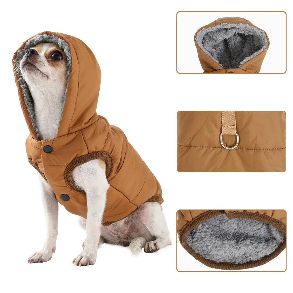 Windproof Hooded Dog Jacket Coat For Small Medium Dogs