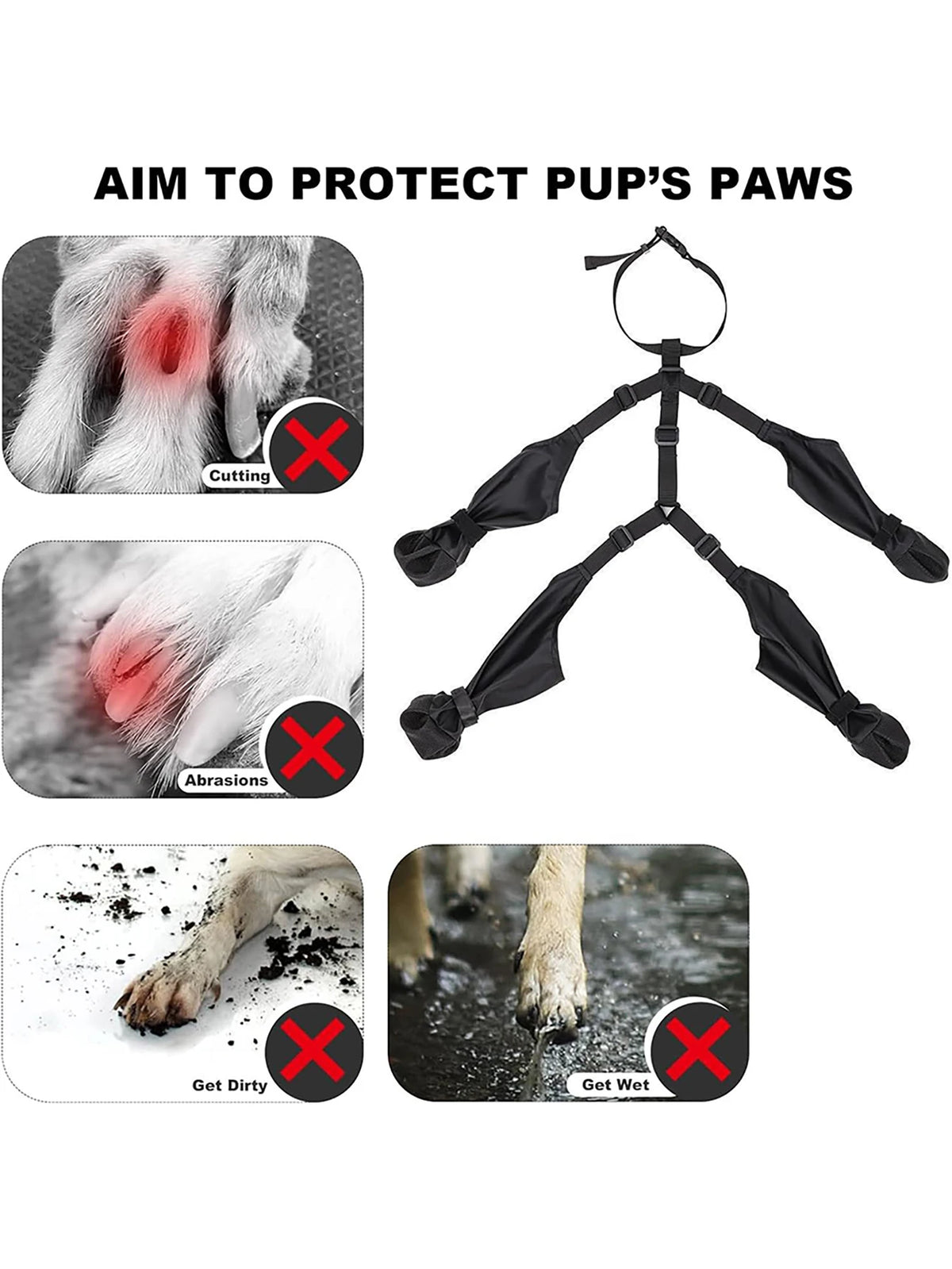 Waterproof Anti-Slip Dog Harness Boots Pet Paw Protector