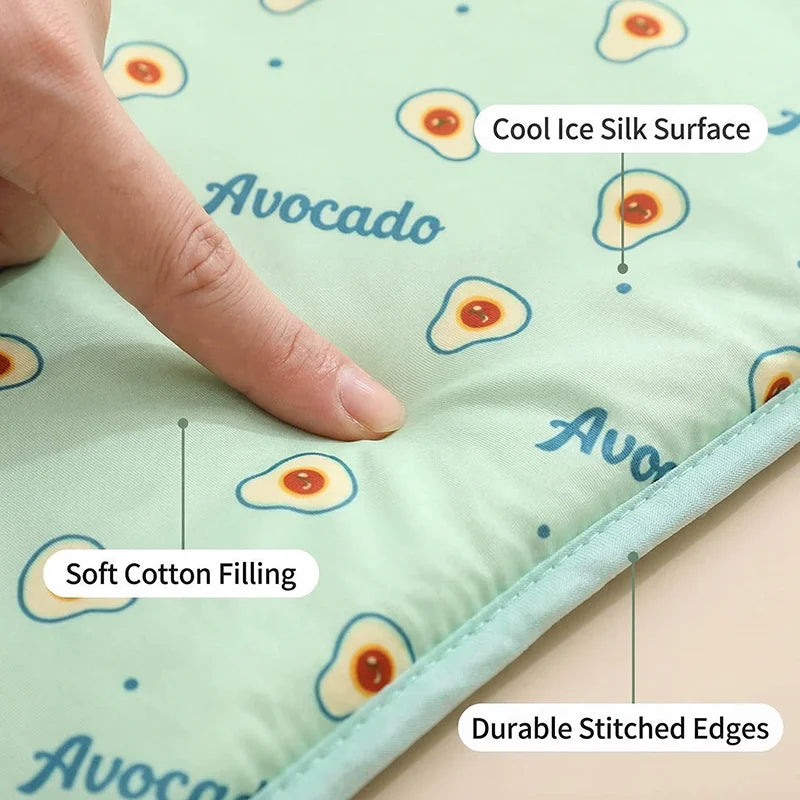 Summer Pet Ice Pad Cooling Mat Ice Silk Cushion Non Slip Washable