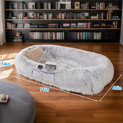 Human Dog Bed, Washable Faux Fur Dog Bed