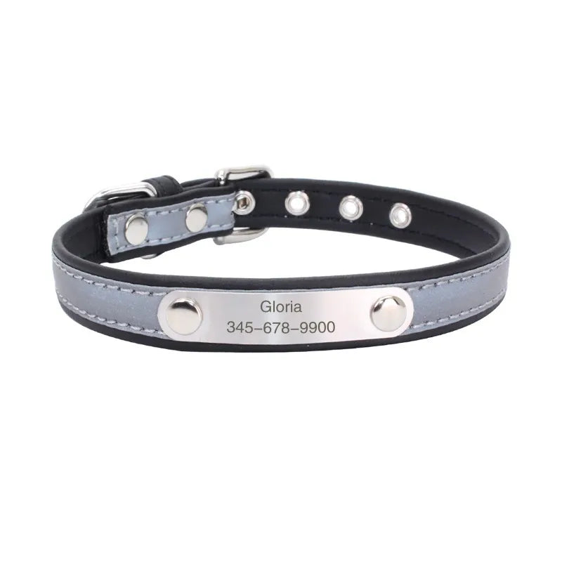 Engrave Reflective Dog Collar Custom Pet Collars Cat ID Tag