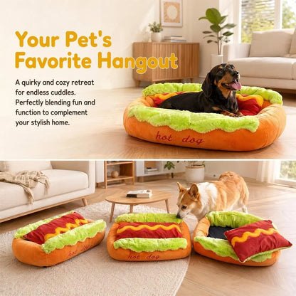 New Hot Dog Dog Bed, Cute Funny Hotdog Bed, Hot Dogs Beds