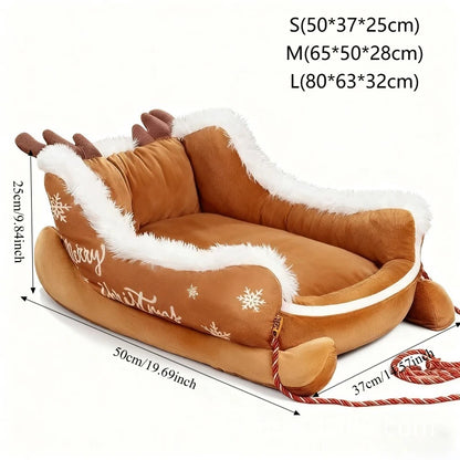 Christmas Washable Dog Sofa Bed Nest Dog Bed Sled